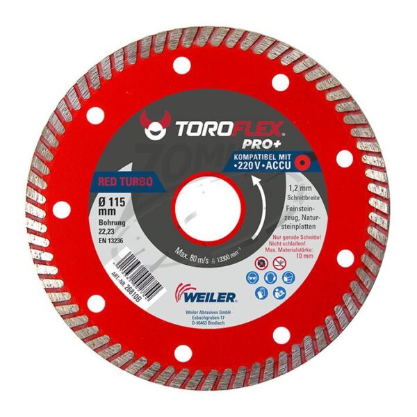 TOROFLEX RED Turbo gyémánttárcsa 115*22,2/SH8