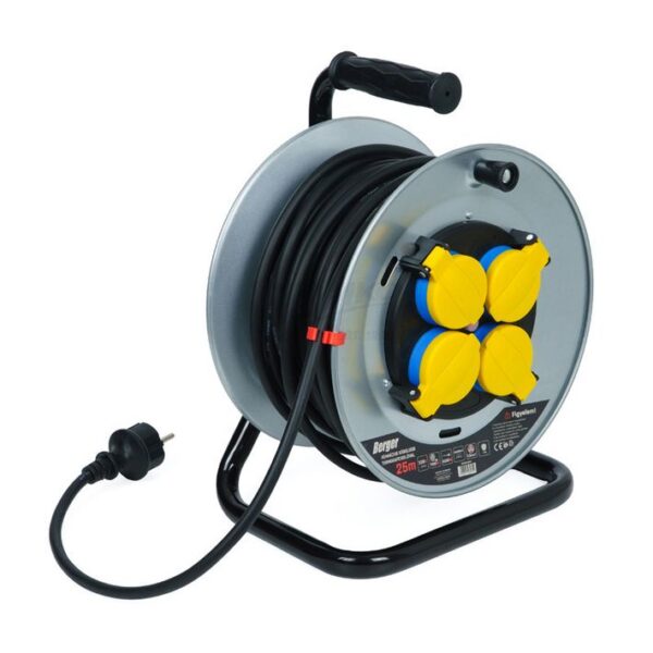 Kábeldob fém,gumi szig. kábellel 25m 3*1,5 230V IP44