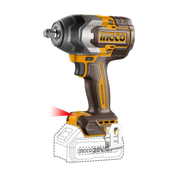 INGCO Akkus ütvecsavarozó 1/2" 850 Nm szénkefe nélküli 20 V (akku és töltő nélkül)