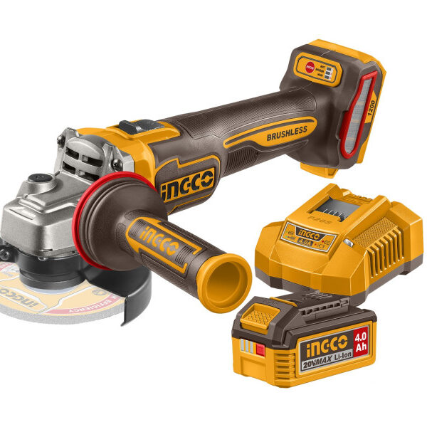INGCO Akkus sarokcsiszoló 125mm szénkefe nélküli 20V
