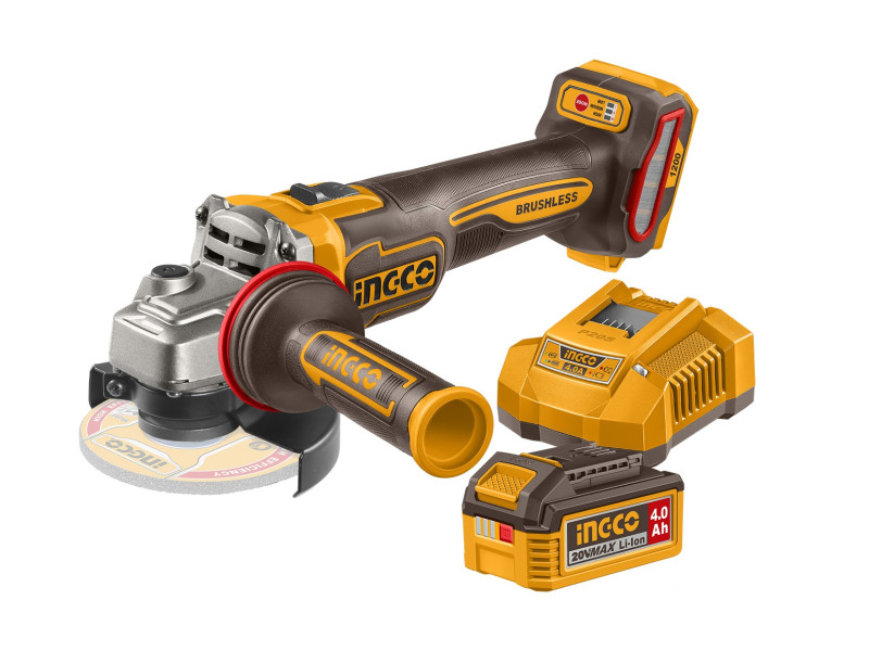 INGCO Akkus sarokcsiszoló 125mm szénkefe nélküli 20V